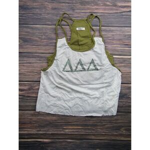 NUYU NEW Womens XL DDD Tri Delta Delt Sorority Mesh Spaghetti Tank Top White